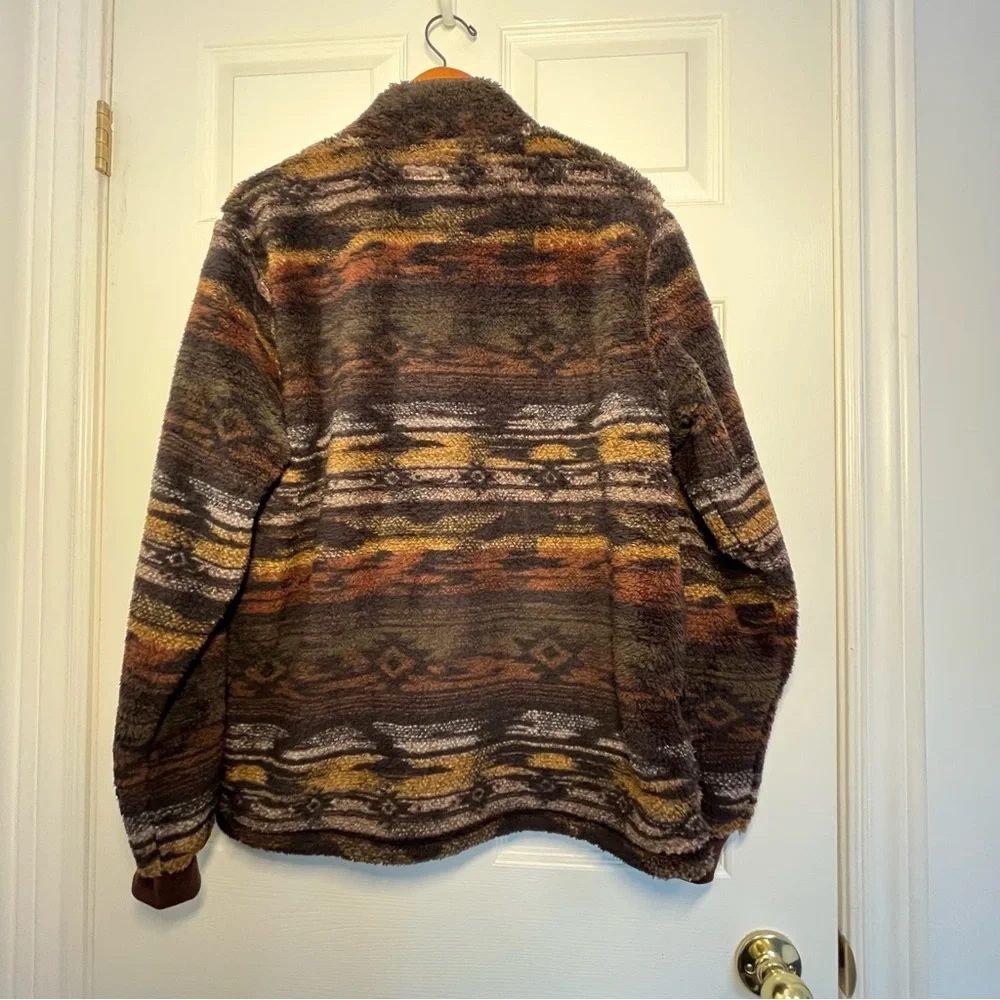 CARBON 2 COBALT Men's Cozy Brown Ridgeline Patterned Zip-Up Jacket Size Large